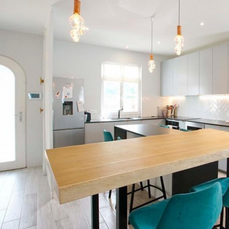 Pendant luminaire Tube Aqua | Natural Linen