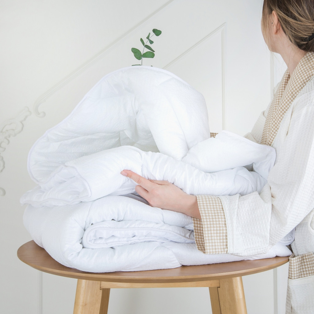 Seersucker blanket | White