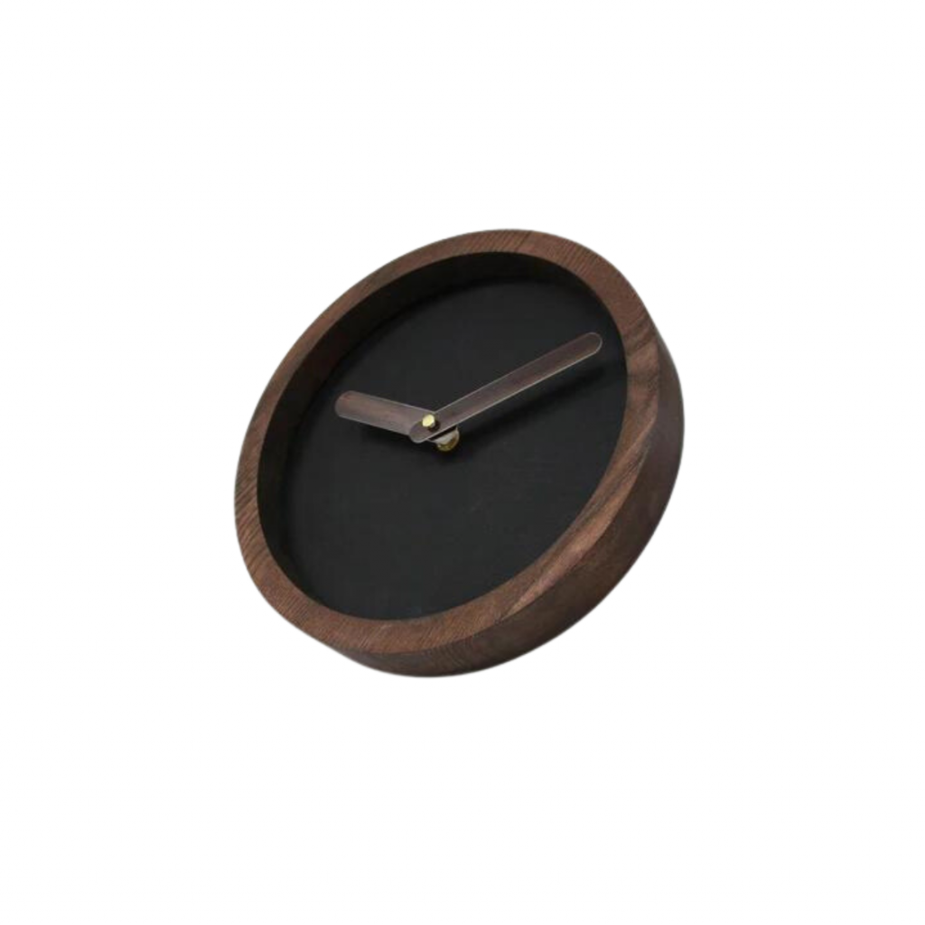 Dark Wooden Round Watch (Black Faux Leather) Dark Wooden Round Watch (Black Faux Leather)