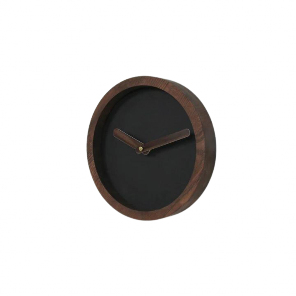 Dark Wooden Round Watch (Black Faux Leather) Dark Wooden Round Watch (Black Faux Leather)