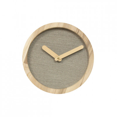 Medinis Apvalus Laikrodis (Pilka Dirbtinė Oda) | produkti | NMF Home