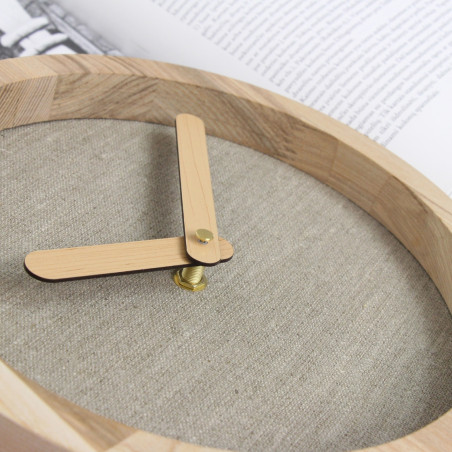 Light Wooden Round Clock (Linen)