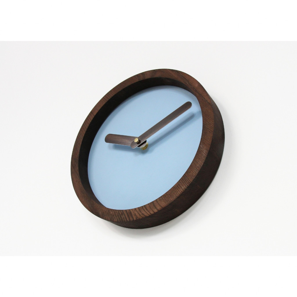 Dark Wooden Round Watch (Baby Blue Faux Leather) Dark Wooden Round Watch (Baby Blue Faux Leather)
