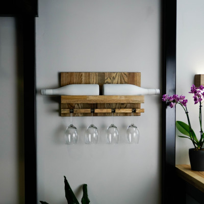 Wine Bottle and Cup Holder/Shelf (Light)
