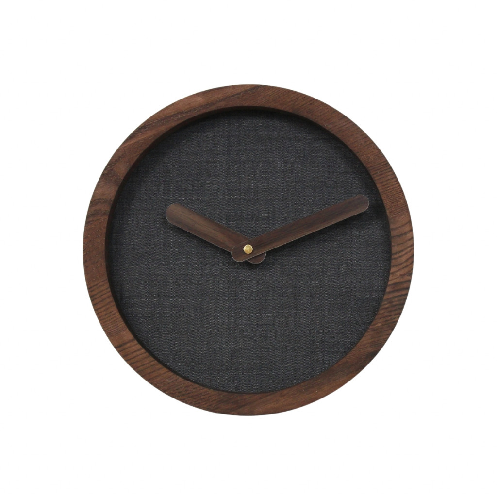 Dark Wooden Round Clock (Grey Material)