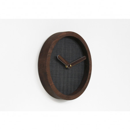 Dark Wooden Round Clock (Grey Material)