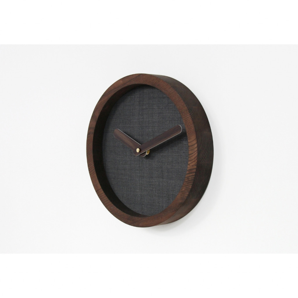 Dark Wooden Round Clock (Grey Material)