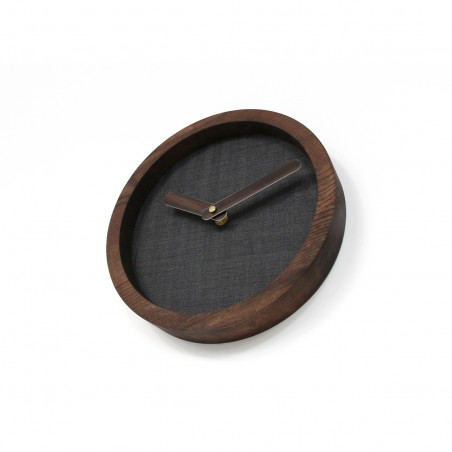 Dark Wooden Round Clock (Grey Material)
