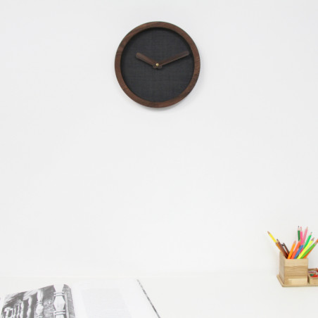 Dark Wooden Round Clock (Grey Material)