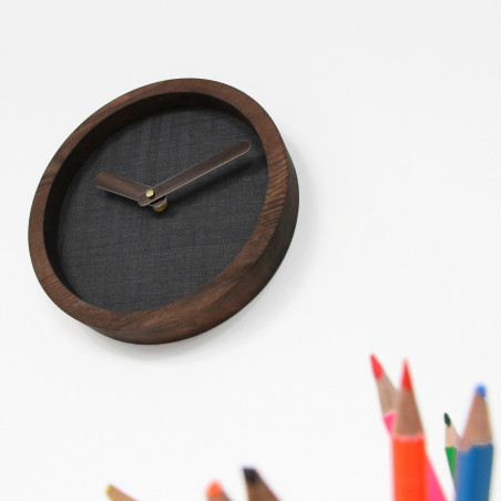 Dark Wooden Round Clock (Grey Material)