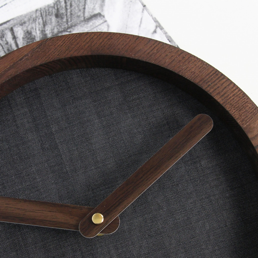 Dark Wooden Round Clock (Grey Material)