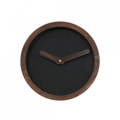 Dark Wooden Round Clock (Grey Material)