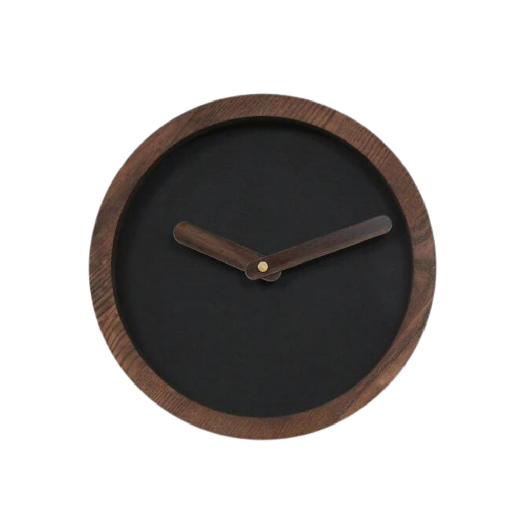 Dark Wooden Round Clock (Grey Material)