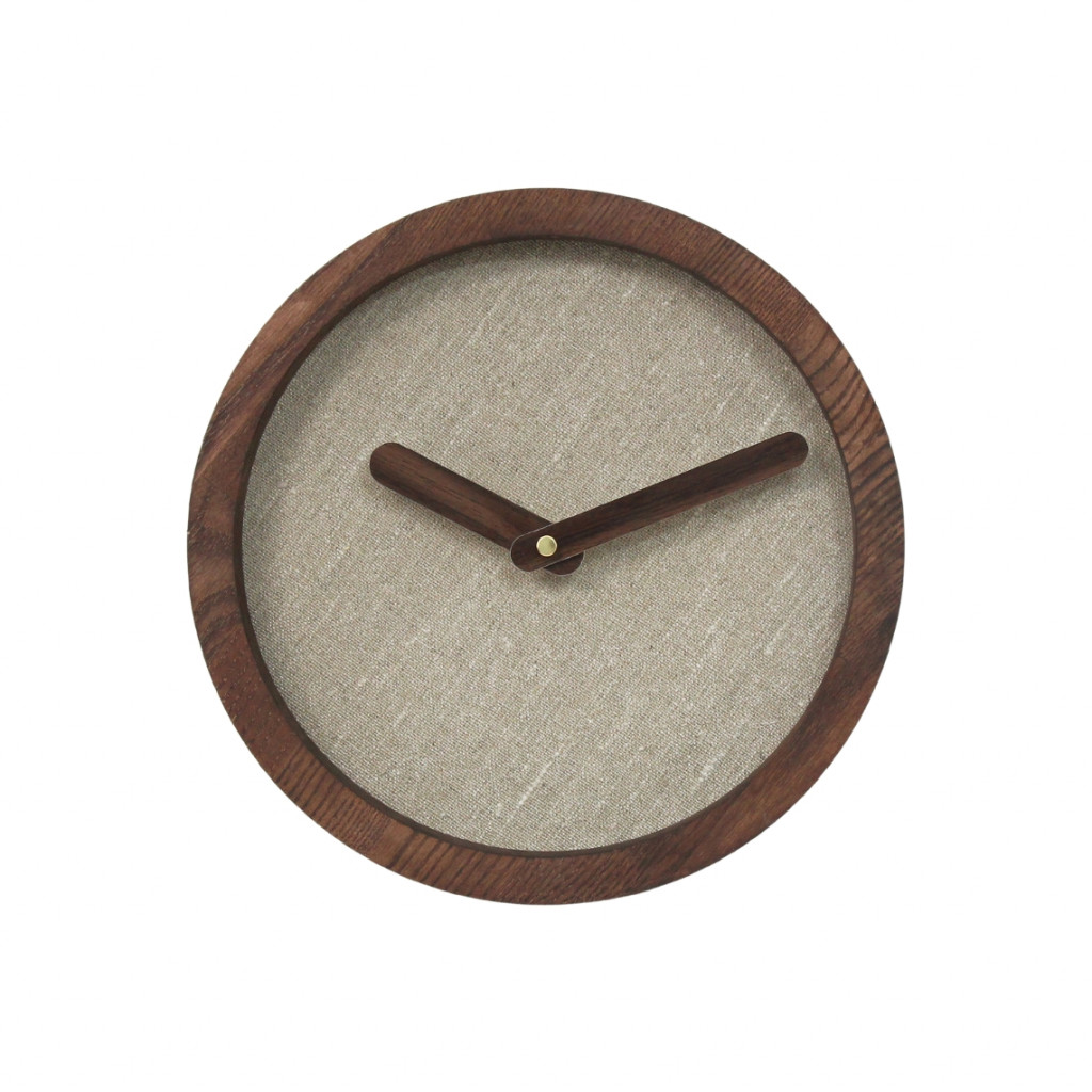 Dark Wooden Round Clock (Linen)