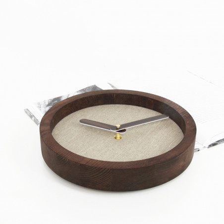 Dark Wooden Round Clock (Linen)