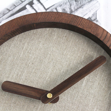 Dark Wooden Round Clock (Linen)