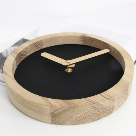Light Wooden Round Clock (Artificial Leather)
