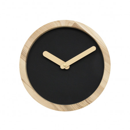 Light Wooden Round Clock (Artificial Leather)