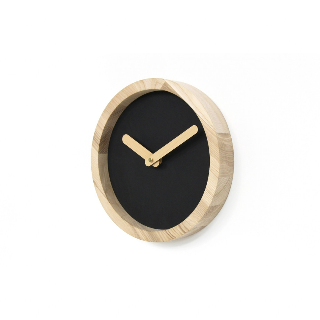 Light Wooden Round Clock (Artificial Leather)