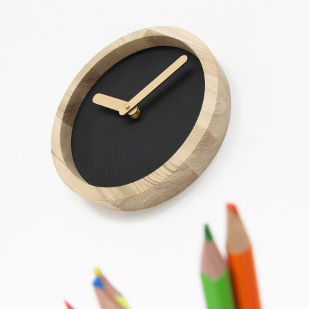 Light Wooden Round Clock (Artificial Leather)