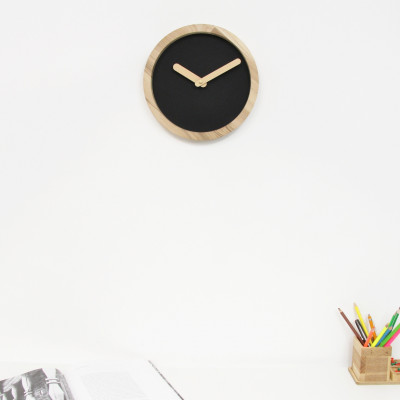 Light Wooden Round Clock (Artificial Leather)