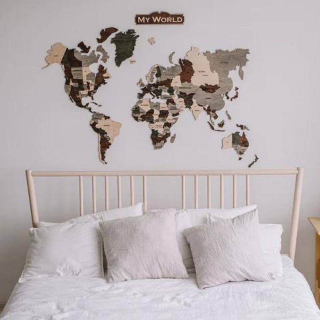 Wooden wall map of the world | Multicolor Wooden wall map of the world | Multicolor