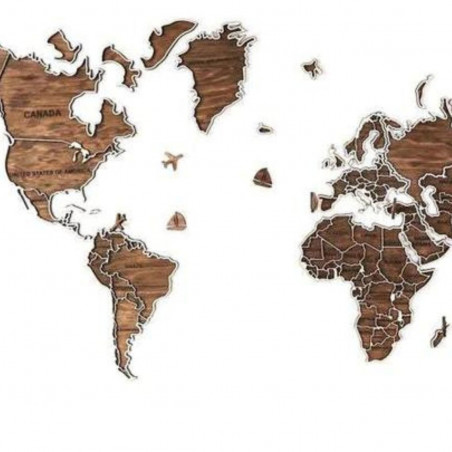 Wooden Wall Map of the World | Dark