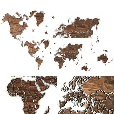 Wooden Wall Map of the World | Dark