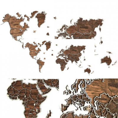 Pasaules koka sienas karte | Tumša | pilsetas-kartes | NMF Home