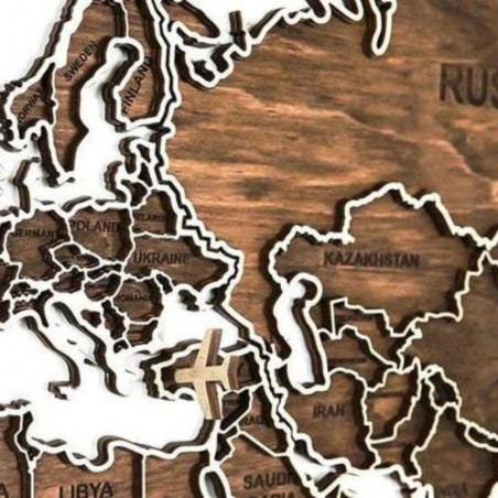 Wooden Wall Map of the World | Dark