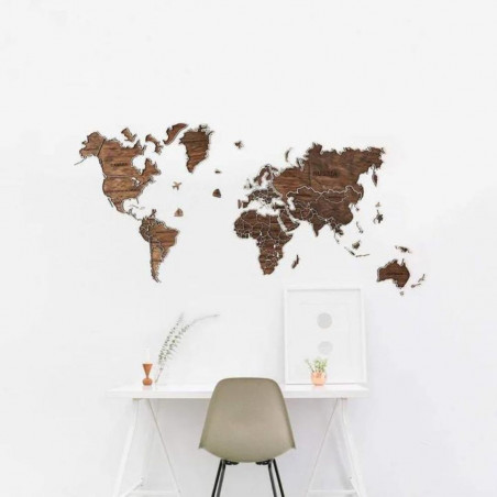 Wooden Wall Map of the World | Dark