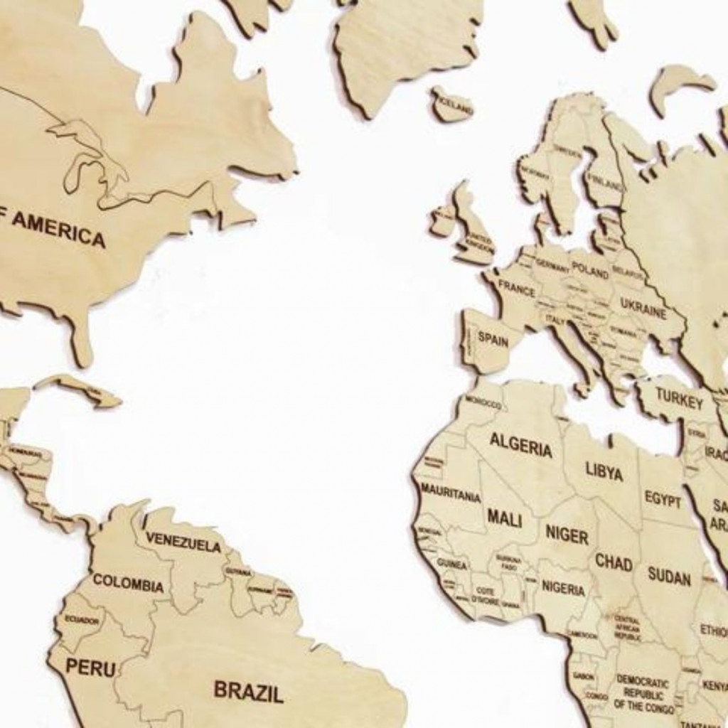 Wooden wall map of the world | Natural Wooden wall map of the world | Natural