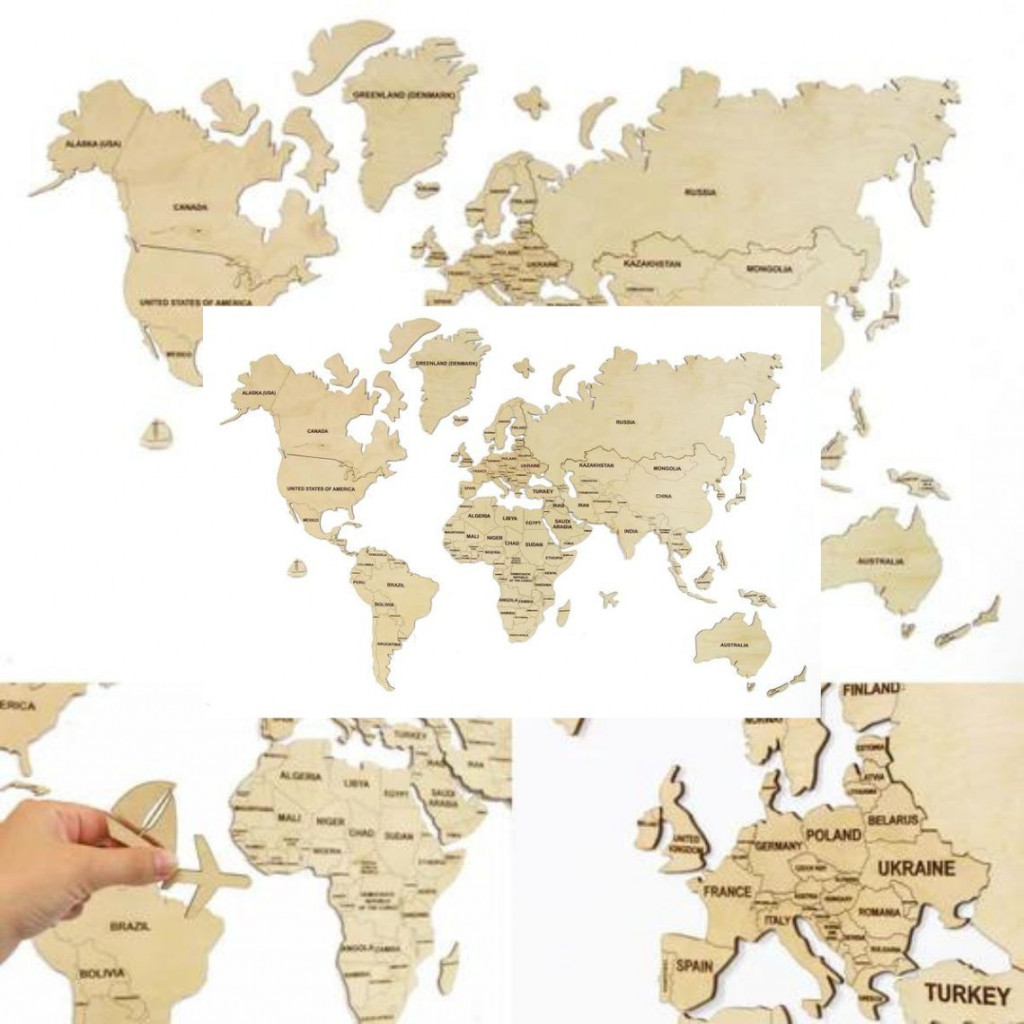 Wooden wall map of the world | Natural Wooden wall map of the world | Natural