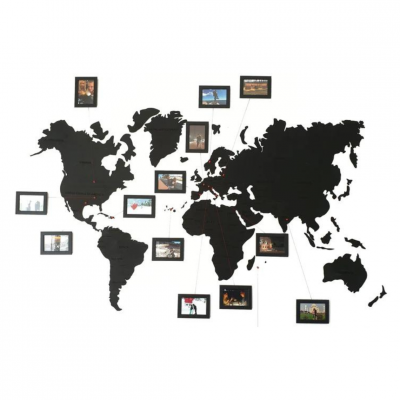 Pasaules koka sienas karte | Melns | pilsetas-kartes | NMF Home