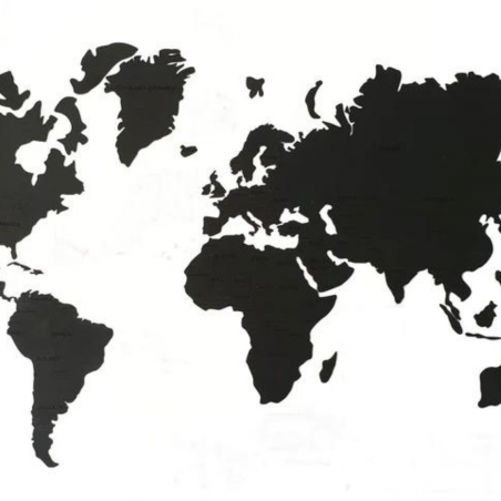 Wooden wall map of the world | Black