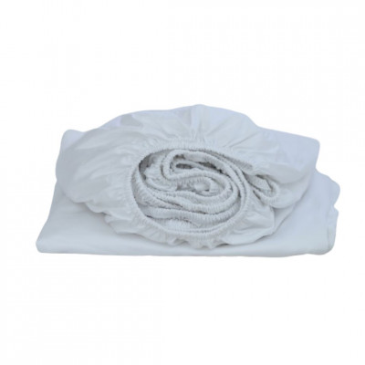 Satin sheet with elastic | White