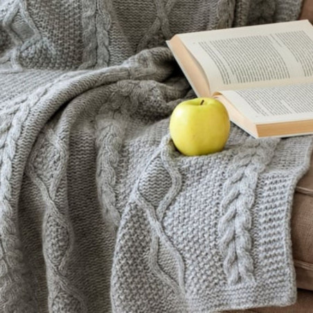 Merino wool plaid Aran | Grey