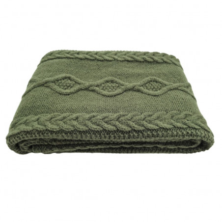 Плед из мериносовой шерсти Aran | Зеленый