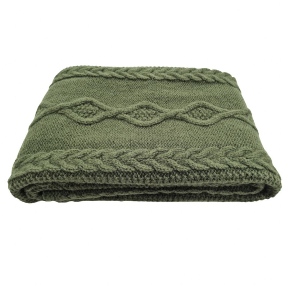 Плед из мериносовой шерсти Aran | Зеленый