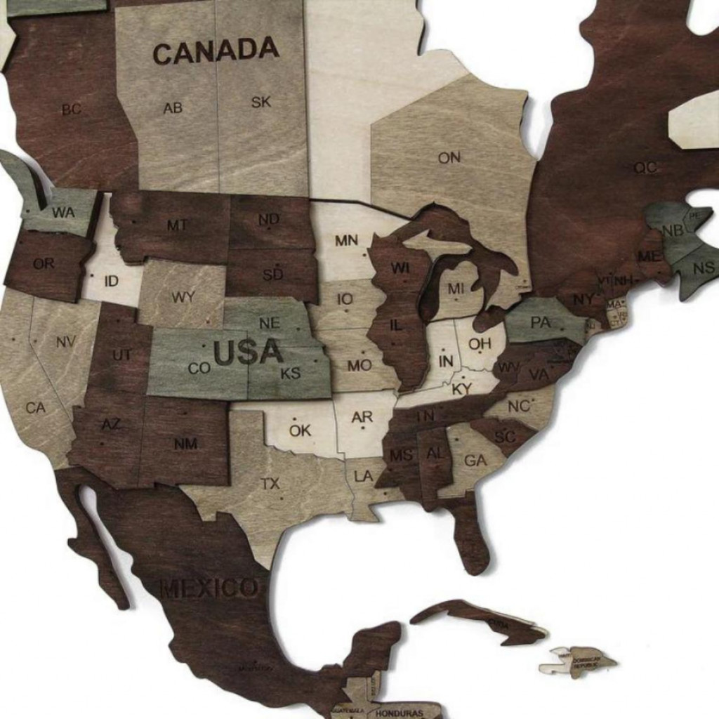 Wooden wall map of the world in 3D Wooden wall map of the world in 3D