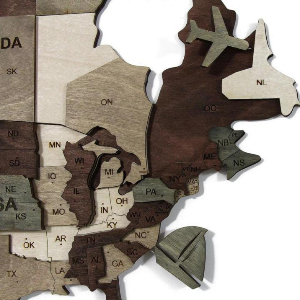 Wooden wall map of the world in 3D Wooden wall map of the world in 3D