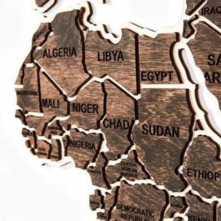 Wooden wall map of the world | Dark Brown