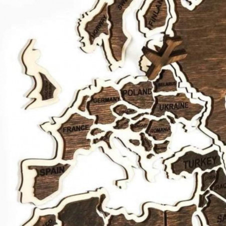Wooden wall map of the world | Dark Brown