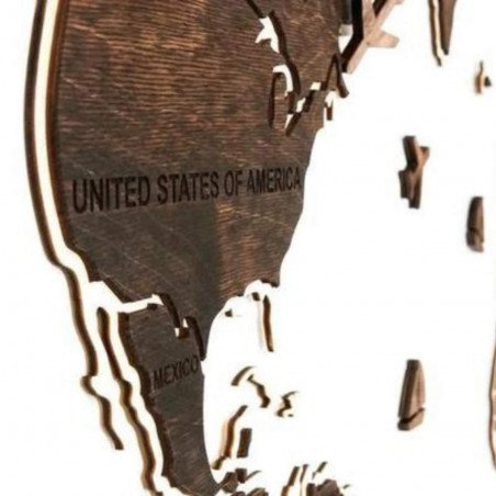 Wooden wall map of the world | Dark Brown