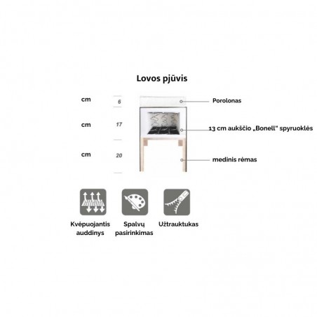 Knock down bed with mattress | Light grey