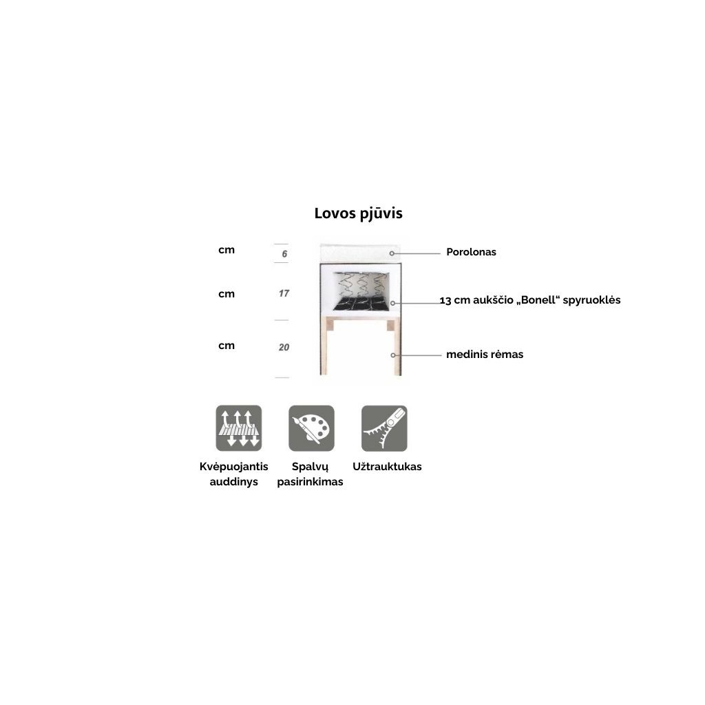 Knock down bed with mattress | Light grey