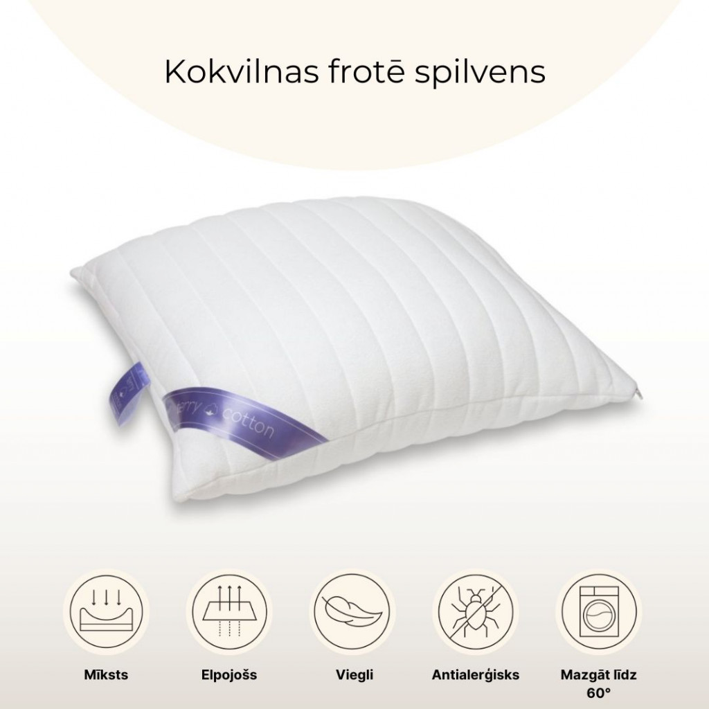 Kokvilnas frotē spilvens