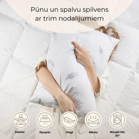 Down and feather three-compartment pillow