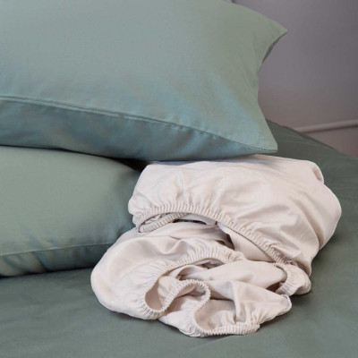 Premium satin sheet with elastic | Light beige