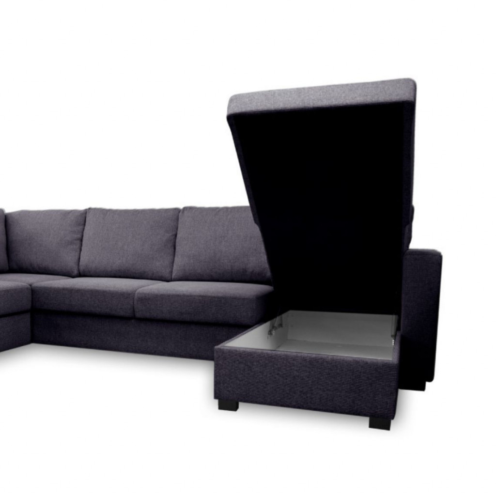 Sofa lova Paris U formos | Juoda Sofa lova Paris U formos | Juoda